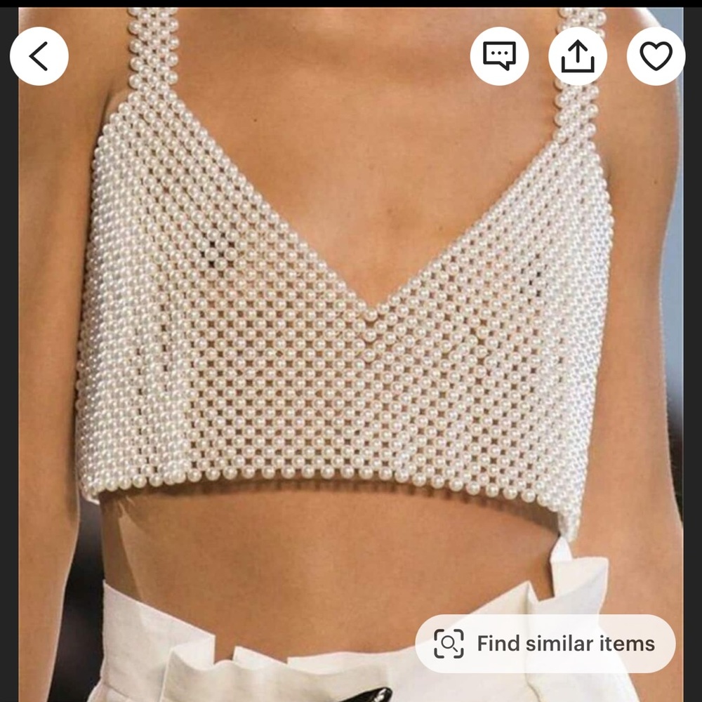 Pearl Beaded Crop Top